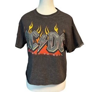 AC/DC band acid wash grey t with sparkly letters size M 💯 % cotton